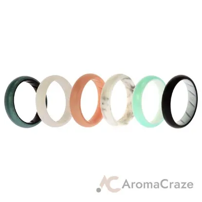 Picture of Silicone Wedding BR Solid Ring Set - Aque by ROQ for Women - 6 x 8 mm Ring