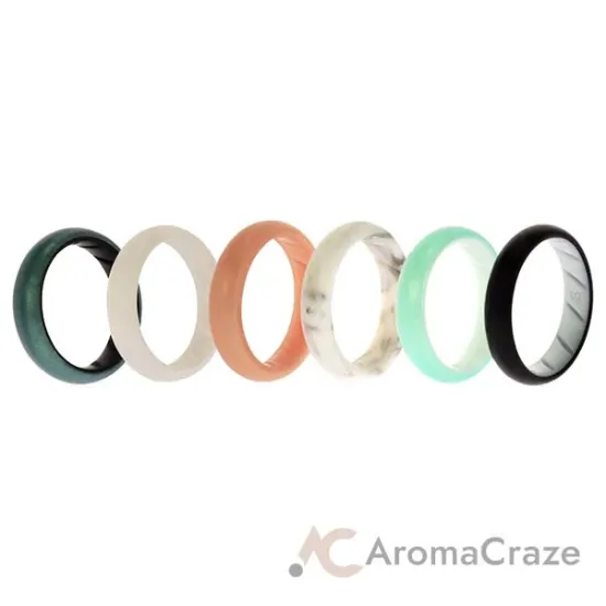 Picture of Silicone Wedding BR Solid Ring Set - Aque by ROQ for Women - 6 x 8 mm Ring