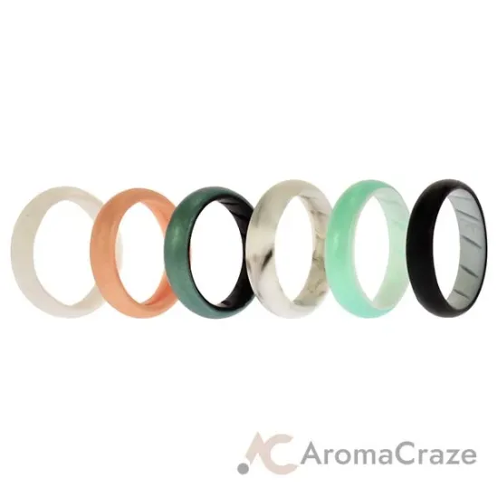 Picture of Silicone Wedding BR Solid Ring Set - Aque by ROQ for Women - 6 x 9 mm Ring