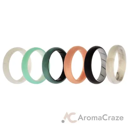 Picture of Silicone Wedding BR Solid Ring Set - Aque by ROQ for Women - 6 x 10 mm Ring
