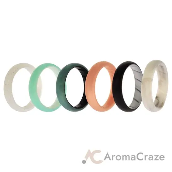 Picture of Silicone Wedding BR Solid Ring Set - Aque by ROQ for Women - 6 x 10 mm Ring