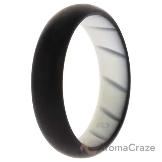 Picture of Silicone Wedding BR Solid Ring - White-Black by ROQ for Women - 8 mm Ring