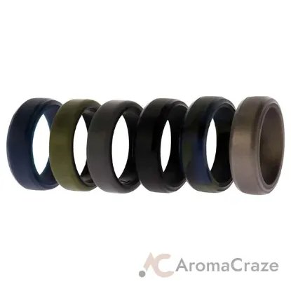 Picture of Silicone Wedding 6mm Brush 2Layer Ring Set - Camo by ROQ for Men - 6 x 7 mm Ring