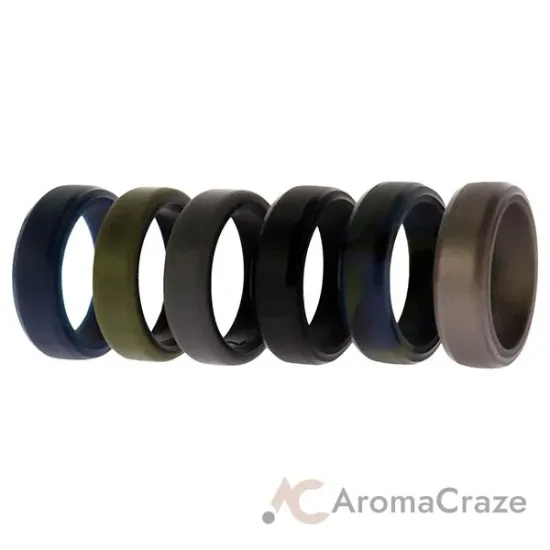 Picture of Silicone Wedding 6mm Brush 2Layer Ring Set - Camo by ROQ for Men - 6 x 7 mm Ring