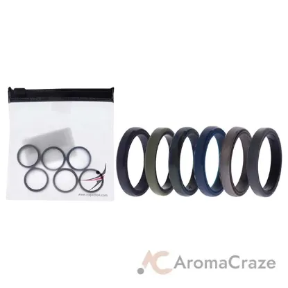 Picture of Silicone Wedding 6mm Brush 2Layer Ring Set - Camo by ROQ for Men - 6 x 9 mm Ring
