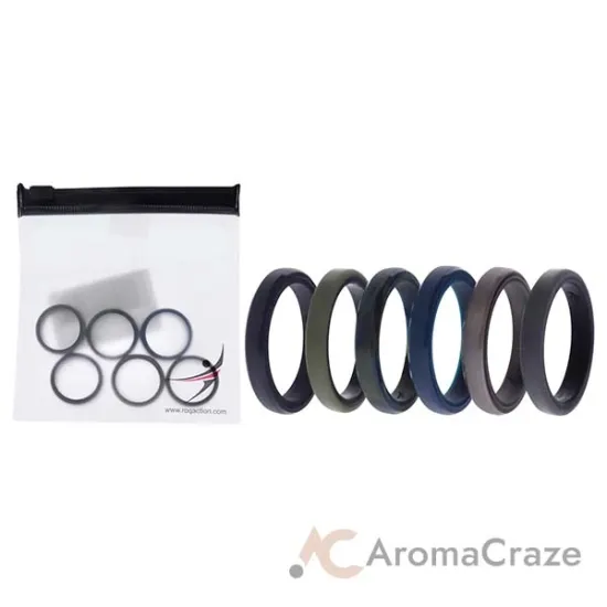 Picture of Silicone Wedding 6mm Brush 2Layer Ring Set - Camo by ROQ for Men - 6 x 9 mm Ring