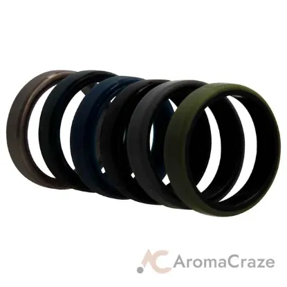 Picture of Silicone Wedding 6mm Brush 2Layer Ring Set - Camo by ROQ for Men - 6 x 13 mm Ring