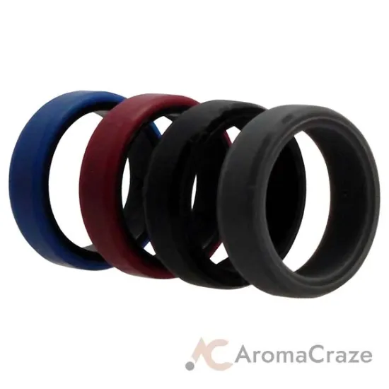 Picture of Silicone Wedding 6mm Brush 2Layer Ring Set - Bordo by ROQ for Men - 4 x 7 mm Ring
