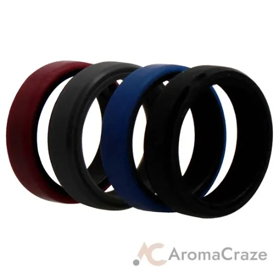 Picture of Silicone Wedding 6mm Brush 2Layer Ring Set - Bordo by ROQ for Men - 4 x 9 mm Ring