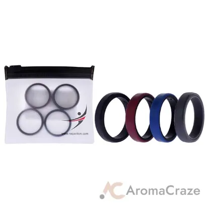 Picture of Silicone Wedding 6mm Brush 2Layer Ring Set - Bordo by ROQ for Men - 4 x 12 mm Ring