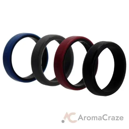 Picture of Silicone Wedding 6mm Brush 2Layer Ring Set - Bordo by ROQ for Men - 4 x 13 mm Ring