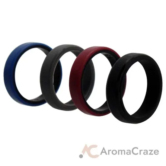 Picture of Silicone Wedding 6mm Brush 2Layer Ring Set - Bordo by ROQ for Men - 4 x 13 mm Ring