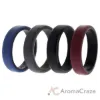 Picture of Silicone Wedding 6mm Brush 2Layer Ring Set - Bordo by ROQ for Men - 4 x 14 mm Ring