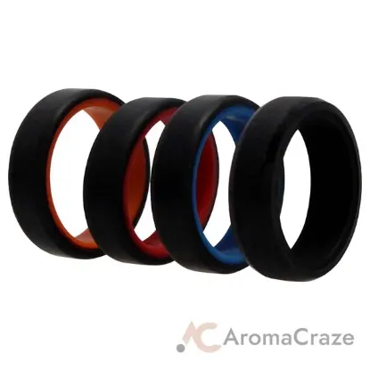 Picture of Silicone Wedding 6mm Brush 2Layer Ring Set - MultiColor by ROQ for Men - 4 x 7 mm Ring