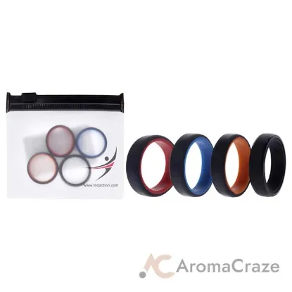 Picture of Silicone Wedding 6mm Brush 2Layer Ring Set - MultiColor by ROQ for Men - 4 x 8 mm Ring