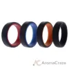Picture of Silicone Wedding 6mm Brush 2Layer Ring Set - MultiColor by ROQ for Men - 4 x 8 mm Ring