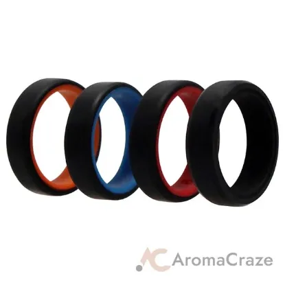 Picture of Silicone Wedding 6mm Brush 2Layer Ring Set - MultiColor by ROQ for Men - 4 x 9 mm Ring