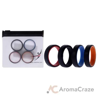 Picture of Silicone Wedding 6mm Brush 2Layer Ring Set - MultiColor by ROQ for Men - 4 x 11 mm Ring