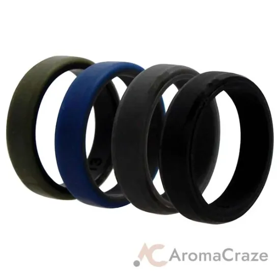 Picture of Silicone Wedding 6mm Brush 2Layer Ring Set - Green by ROQ for Men - 4 x 13 mm Ring