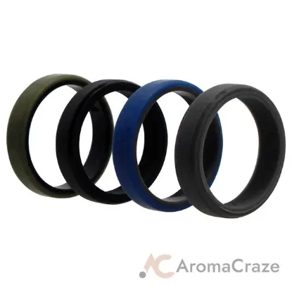 Picture of Silicone Wedding 6mm Brush 2Layer Ring Set - Green by ROQ for Men - 4 x 14 mm Ring