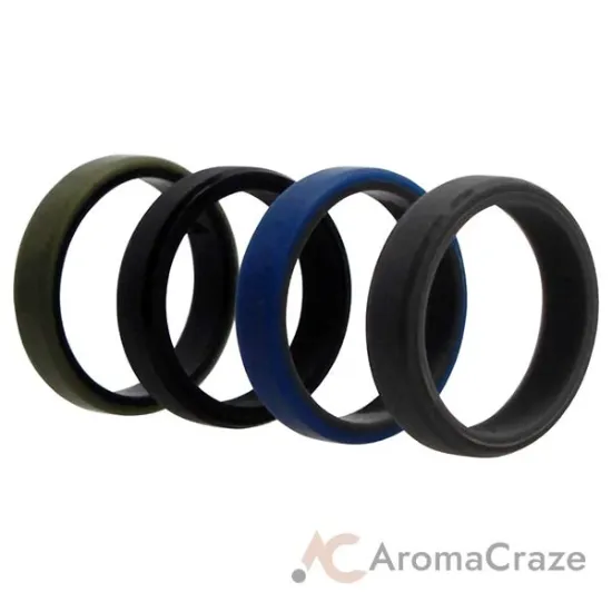 Picture of Silicone Wedding 6mm Brush 2Layer Ring Set - Green by ROQ for Men - 4 x 14 mm Ring