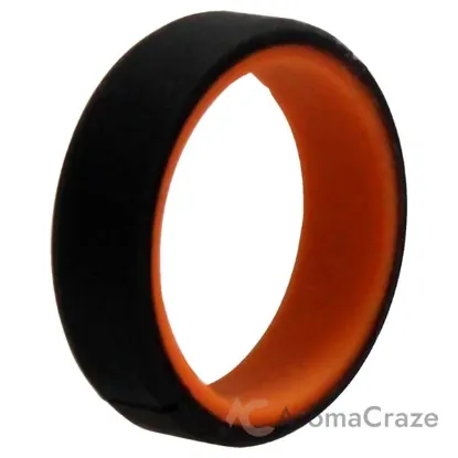 Picture of Silicone Wedding 6mm Brush 2Layer Ring - Orange-Black by ROQ for Men - 7 mm Ring