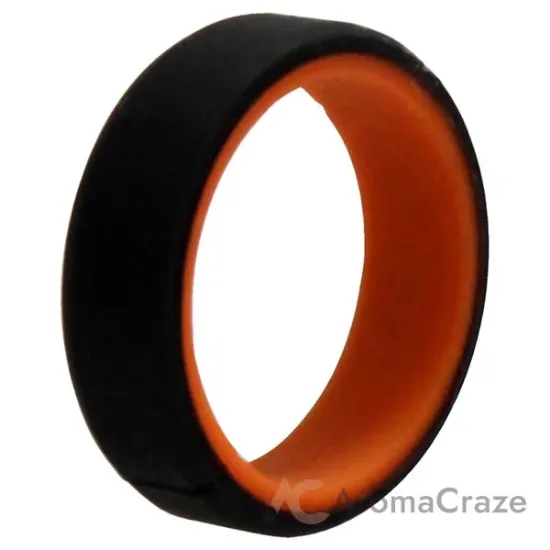 Picture of Silicone Wedding 6mm Brush 2Layer Ring - Orange-Black by ROQ for Men - 7 mm Ring