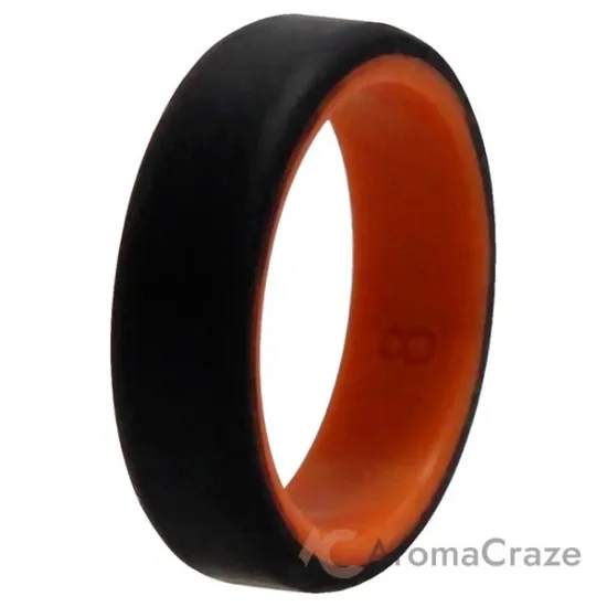 Picture of Silicone Wedding 6mm Brush 2Layer Ring - Orange-Black by ROQ for Men - 8 mm Ring