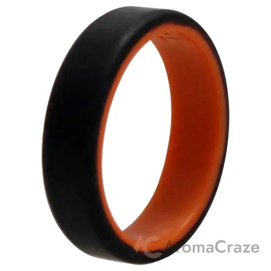 Picture of Silicone Wedding 6mm Brush 2Layer Ring - Orange-Black by ROQ for Men - 10 mm Ring