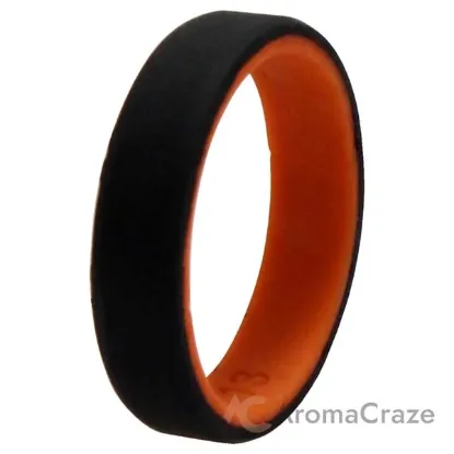 Picture of Silicone Wedding 6mm Brush 2Layer Ring - Orange-Black by ROQ for Men - 13 mm Ring