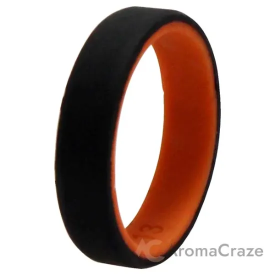 Picture of Silicone Wedding 6mm Brush 2Layer Ring - Orange-Black by ROQ for Men - 13 mm Ring