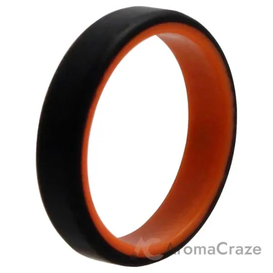 Picture of Silicone Wedding 6mm Brush 2Layer Ring - Orange-Black by ROQ for Men - 15 mm Ring