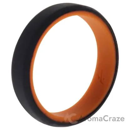 Picture of Silicone Wedding 6mm Brush 2Layer Ring - Orange-Black by ROQ for Men - 16 mm Ring