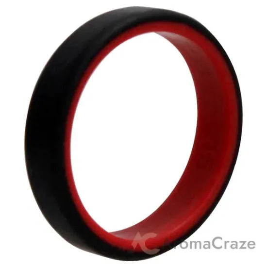 Picture of Silicone Wedding 6mm Brush 2Layer Ring - Red-Black by ROQ for Men - 15 mm Ring