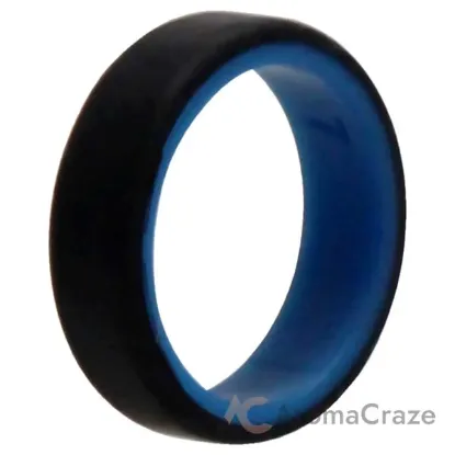 Picture of Silicone Wedding 6mm Brush 2Layer Ring - Blue-Black by ROQ for Men - 7 mm Ring