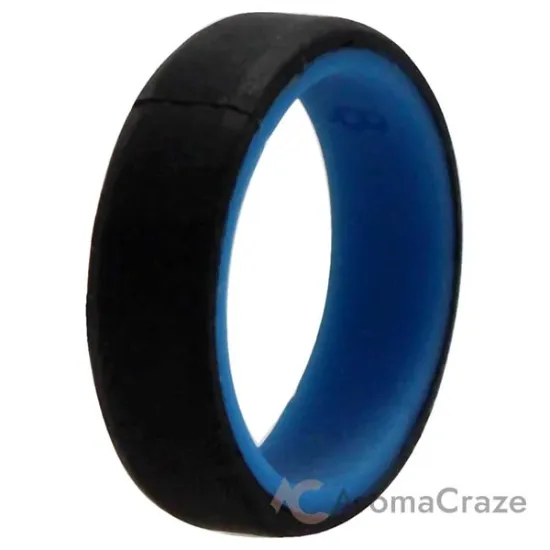 Picture of Silicone Wedding 6mm Brush 2Layer Ring - Blue-Black by ROQ for Men - 8 mm Ring