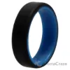 Picture of Silicone Wedding 6mm Brush 2Layer Ring - Blue-Black by ROQ for Men - 9 mm Ring