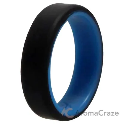 Picture of Silicone Wedding 6mm Brush 2Layer Ring - Blue-Black by ROQ for Men - 9 mm Ring