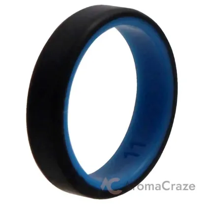 Picture of Silicone Wedding 6mm Brush 2Layer Ring - Blue-Black by ROQ for Men - 11 mm Ring