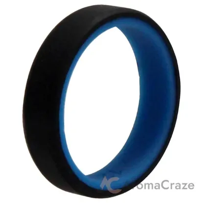 Picture of Silicone Wedding 6mm Brush 2Layer Ring - Blue-Black by ROQ for Men - 12 mm Ring