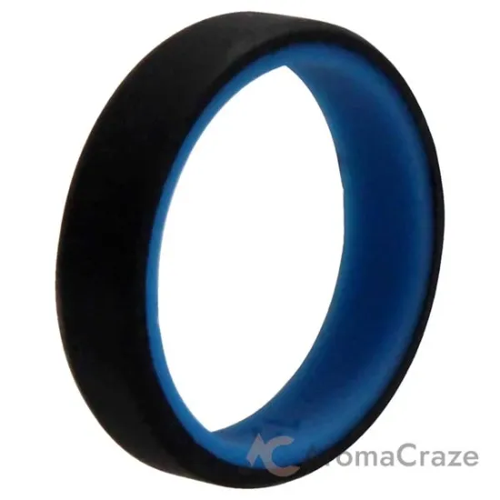 Picture of Silicone Wedding 6mm Brush 2Layer Ring - Blue-Black by ROQ for Men - 12 mm Ring
