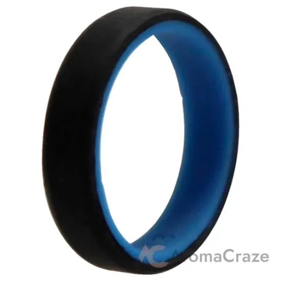 Picture of Silicone Wedding 6mm Brush 2Layer Ring - Blue-Black by ROQ for Men - 13 mm Ring