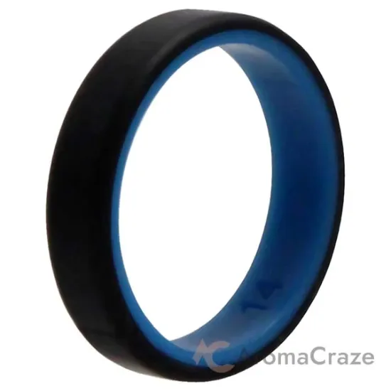 Picture of Silicone Wedding 6mm Brush 2Layer Ring - Blue-Black by ROQ for Men - 14 mm Ring