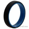 Picture of Silicone Wedding 6mm Brush 2Layer Ring - Blue-Black by ROQ for Men - 15 mm Ring