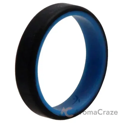 Picture of Silicone Wedding 6mm Brush 2Layer Ring - Blue-Black by ROQ for Men - 15 mm Ring