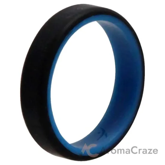 Picture of Silicone Wedding 6mm Brush 2Layer Ring - Blue-Black by ROQ for Men - 15 mm Ring