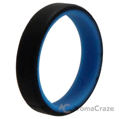 Picture of Silicone Wedding 6mm Brush 2Layer Ring - Blue-Black by ROQ for Men - 16 mm Ring