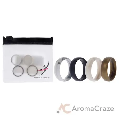 Picture of Silicone Wedding 6mm Smooth Ring Set - Marbles by ROQ for Women - 4 x 4 mm Ring