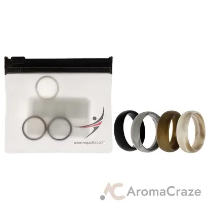 Picture of Silicone Wedding 6mm Smooth Ring Set - Marbles by ROQ for Women - 4 x 5 mm Ring