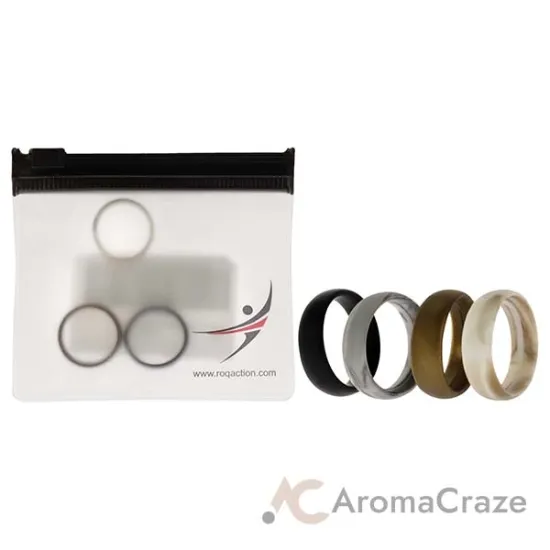 Picture of Silicone Wedding 6mm Smooth Ring Set - Marbles by ROQ for Women - 4 x 5 mm Ring